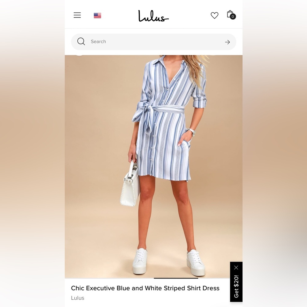 Lulu’s Striped Blue and White Shirt Dress; SIZE L